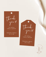 Terracotta Thank You Tag | Burnt Orange Favor Tag
