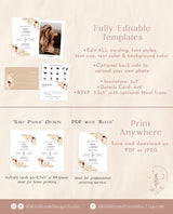 Boho Wedding Invitation Template | Terracotta Wedding Invite | Pampas Grass | Wedding | Desert Wedding Invite | Rust Wedding Invite A4