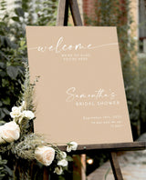 Minimalist Bridal Shower Welcome Sign Template | Beige Welcome Sign