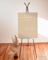 Minimalist Bridal Shower Welcome Sign Template | Beige Welcome Sign