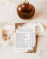 Over or Under Baby Shower Game Template | Fall Baby Shower Game