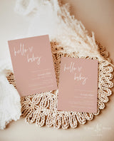 Pink Girl Baby Shower Invite | Minimalist Baby Shower Invite | Hello Baby | Blush Pink | Modern Baby Shower Invite | Editable Template | BM1