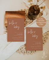 Pink Girl Baby Shower Invite | Minimalist Baby Shower Invite | Hello Baby | Blush Pink | Modern Baby Shower Invite | Editable Template | BM1