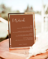 Terracotta Drink Menu | Fall Wedding Drink Menu