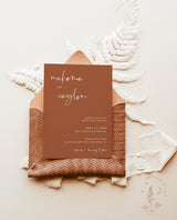 Burnt Orange Wedding Invitation Template | Minimalist Desert Wedding Invite