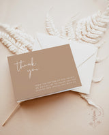 Modern Tan Thank You Card Template | Editable Thank You Card