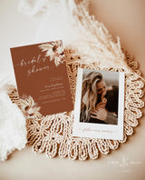 Boho Bridal Shower Invitation | Fall Bridal Shower Invite | Pampas Grass Bridal Shower | Terracotta Bridal Shower | Editable Template A4