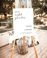 We're So Glad You're Here | Minimalist Wedding Welcome Sign