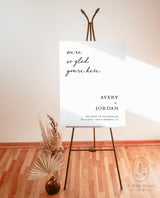 We're So Glad You're Here | Minimalist Wedding Welcome Sign 