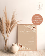 Boho Wedding Welcome Sign Template | Terracotta Wedding Welcome Poster | Wedding Welcome Sign | Desert Wedding Sign | A4