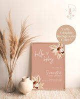 Boho Baby Shower Welcome Sign | Pampas Grass Baby Shower Welcome Poster