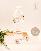 Boho Water Bottle Label | Pampas Grass Water Bottle Label