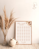 Pampas Grass Seating Chart | Terracotta Wedding Seat Chart