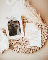 Photo Thank You Card Editable Template | Boho Wedding Thank You Card