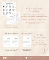 Minimalist Wedding Timeline Template | Modern Order of Events Timeline | Welcome Bag Card | Minimalist Wedding Weekend Itinerary