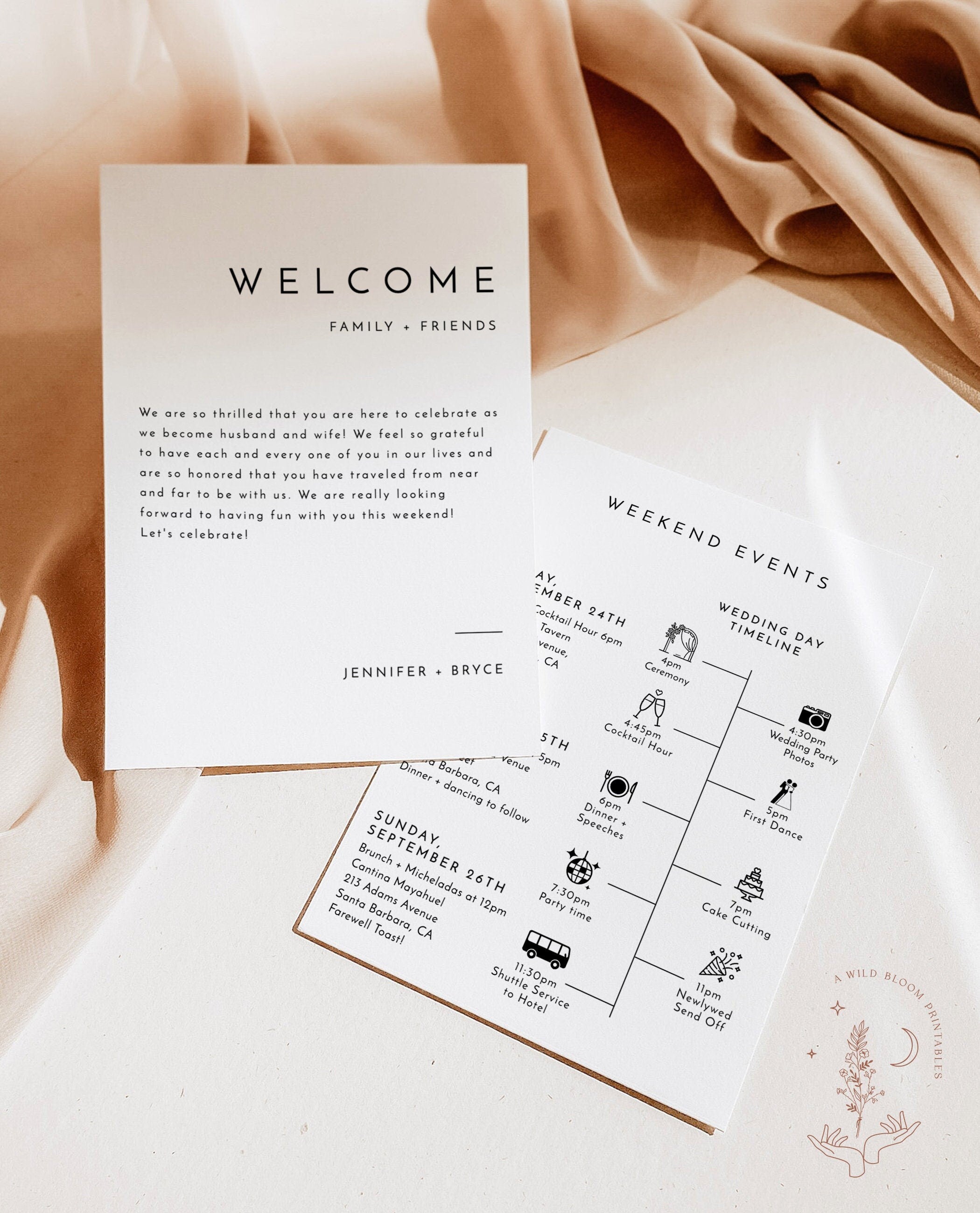 Minimalist Wedding Timeline Template Modern Order of Events Timeline