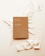 Desert Sand Wedding Invitation Template | Minimal Burnt Orange Wedding Invite