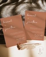 Burnt Orange Wedding Invitation Template | Minimalist Desert Wedding Invite