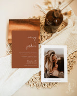 Burnt Orange Wedding Invitation Template | Minimalist Desert Wedding Invite