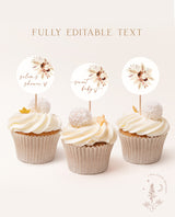 Boho Cupcake Toppers | Pampas Grass Baby Shower