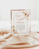 Late Night Diapers Template Sign | Boho Baby Shower Game