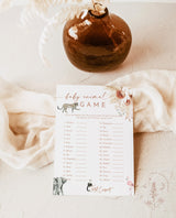 Baby Animal Game | Boho Baby Shower Game Template 