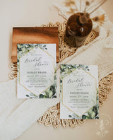 Bohemian Bridal Shower Editable Invitation Template | Watercolor Eucalyptus Leaves
