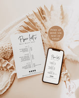Boho Small Business Price List Template | Beauty Price List