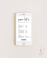Boho Small Business Digital Price List Template | Beauty Price List