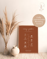 Burnt Orange Wedding Timeline Template | Welcome Timeline Poster