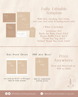 Beige Baby Shower Invitation Template | Gender Neutral Baby Shower Bundle