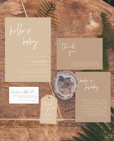 Beige Baby Shower Invitation Template | Gender Neutral Baby Shower Bundle