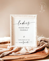 Ladies Bathroom Sign Template | Wedding Bathroom Basket Sign