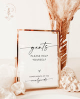 Gents Bathroom Sign Template | Wedding Bathroom Basket Sign