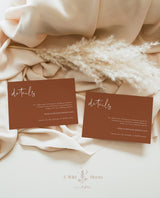 Minimalist Details Card | Terracotta Wedding Details Card