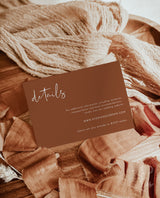 Minimalist Details Card | Terracotta Wedding Details Card