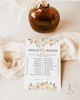 Would They Rather Bridal Shower Game | Fall Bridal Shower Game