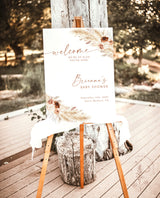 Boho Baby Shower Welcome Sign | Pampas Grass Baby Shower Welcome Poster