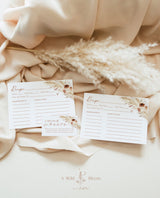 Bridal Shower Recipe Card Insert | Pampas Grass Recipe Card Template | Boho Bridal Shower | Bridal Shower Recipe Request | A4
