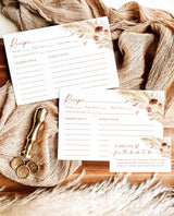 Bridal Shower Recipe Card Insert | Pampas Grass Recipe Card Template | Boho Bridal Shower | Bridal Shower Recipe Request | A4
