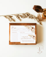 Bridal Shower Recipe Card Insert | Pampas Grass Recipe Card Template | Boho Bridal Shower | Bridal Shower Recipe Request | A4