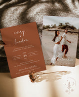 Minimalist Wedding Invitation Template | Editable Terracotta Wedding Invite