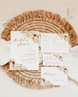 Bohemian Bridal Shower Invite | Autumn Bridal Shower Bundle | Recipe Card | Pampas Grass Bridal Shower | Boho Bridal Shower Invite | A4