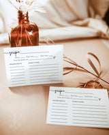 Bridal Shower Recipe Card | Minimalist Recipe Card