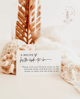 Minimalist Recipe Request Card Template | Bridal Shower Recipe Card Insert
