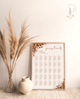 Fall Wedding Seating Chart | Burnt Orange Seating Chart