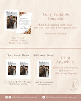 Photo Thank You Card Editable Template | Fall Wedding Thank You Card