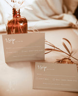 Beige Modern Wedding Invitation Suite Template | Minimalist Desert Wedding Invite