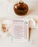 He Said She Said Bridal Shower Game | Fiesta Bridal Shower Game