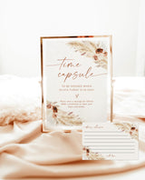 Boho Time Capsule | Pampas Grass Baby Shower | Girl Baby Shower | First Birthday Time Capsule | Bohemian Baby Shower | Editable Template A4